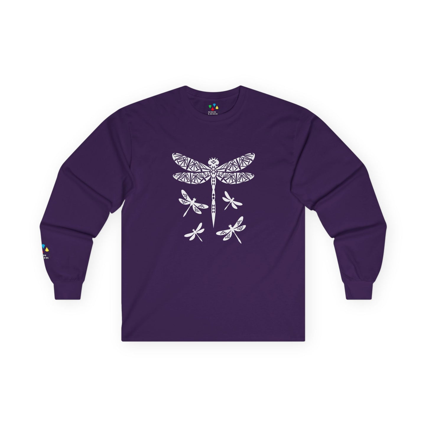 Native Dragonfly in White Unisex Long Sleeve Tee