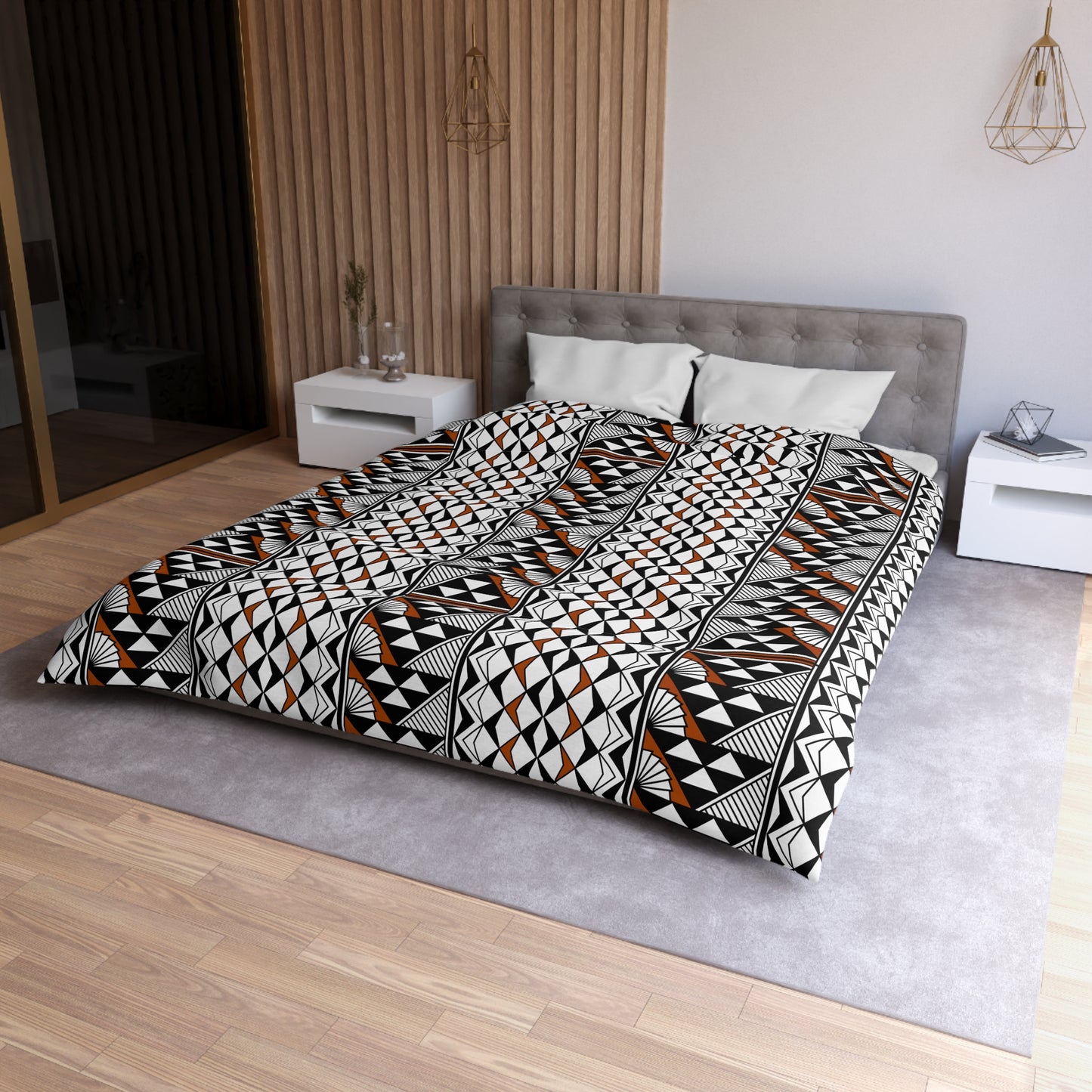Sun and Rain in Rust Microfiber Duvet Cover