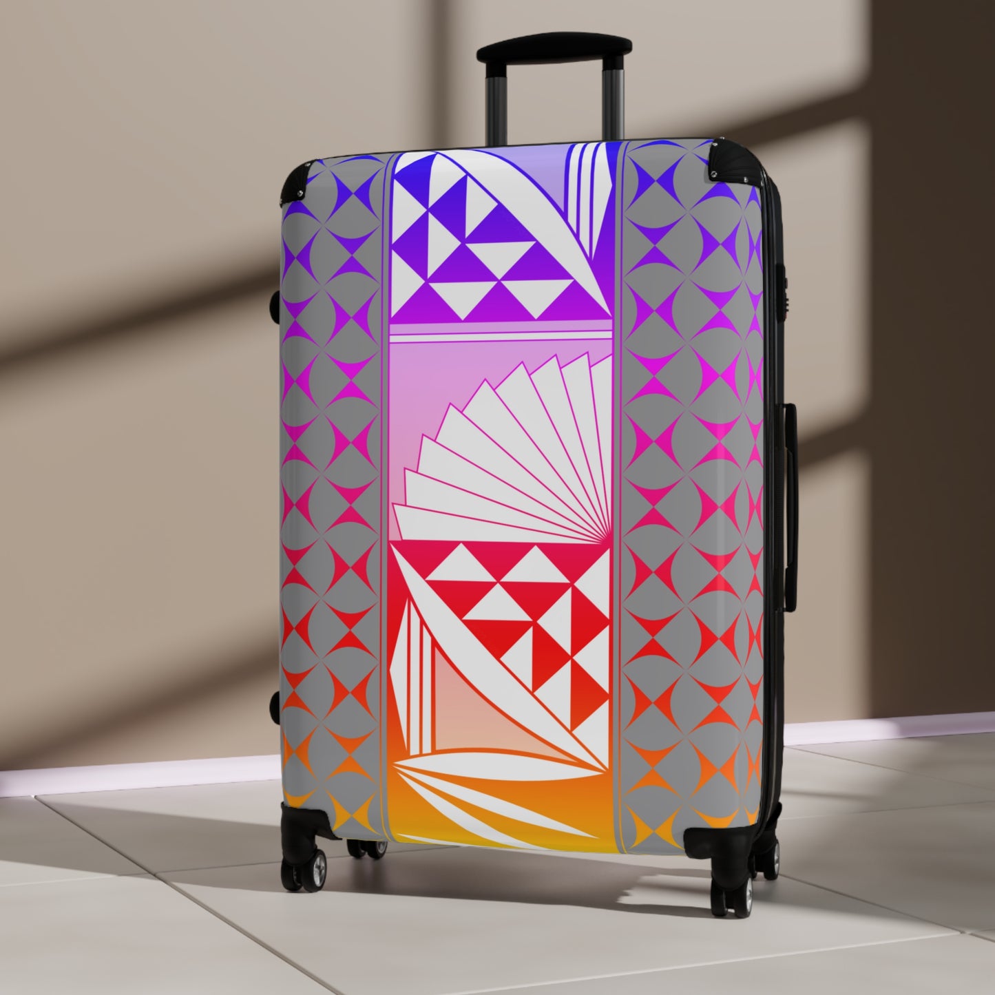 Rainbow Sunrise on Silver Suitcases