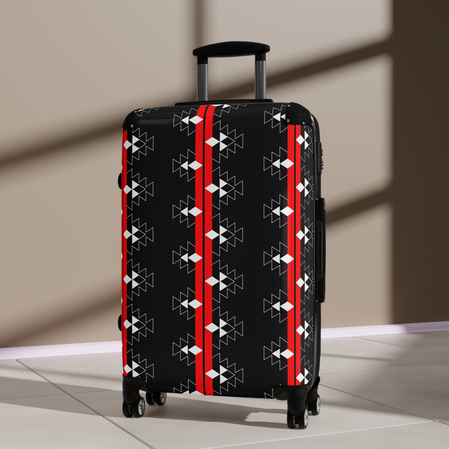 Red Native Woven Stories Suitcases