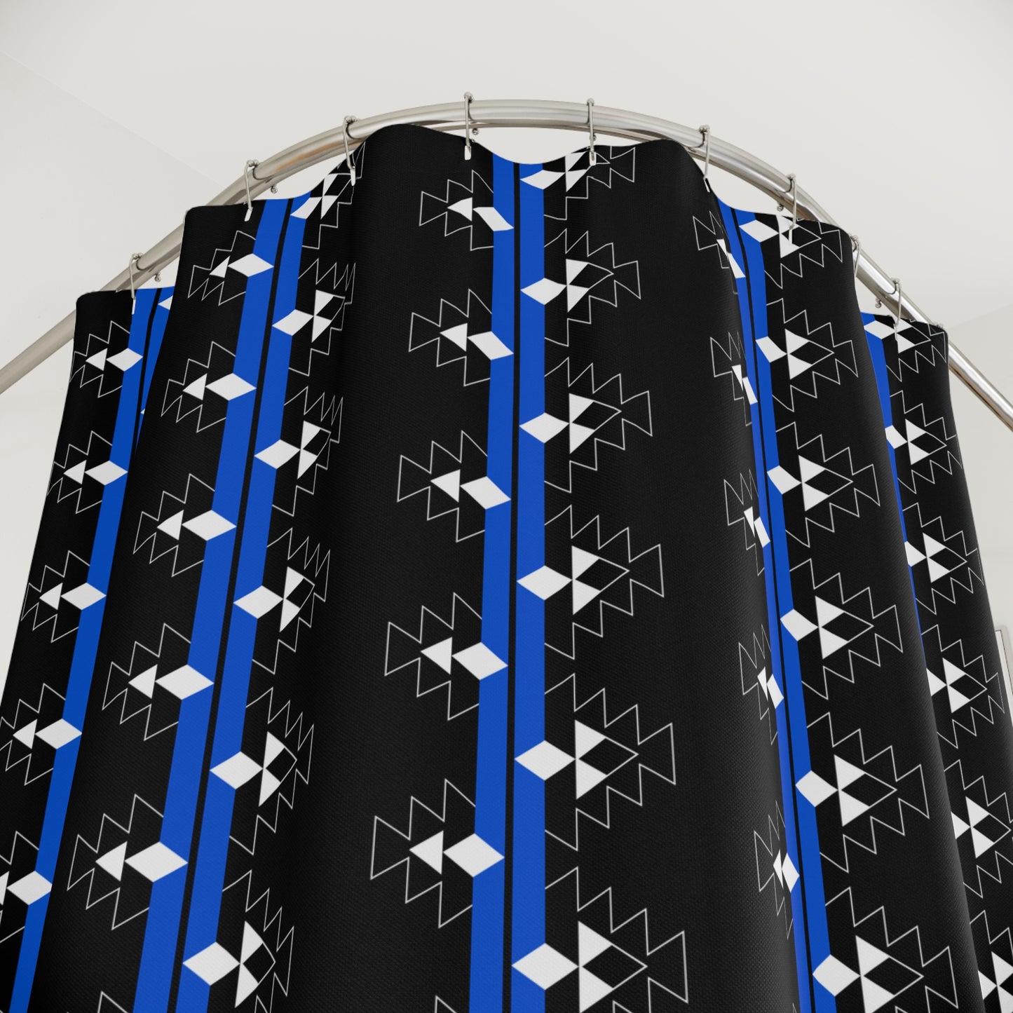 Blue Native Woven Stories Shower Curtains