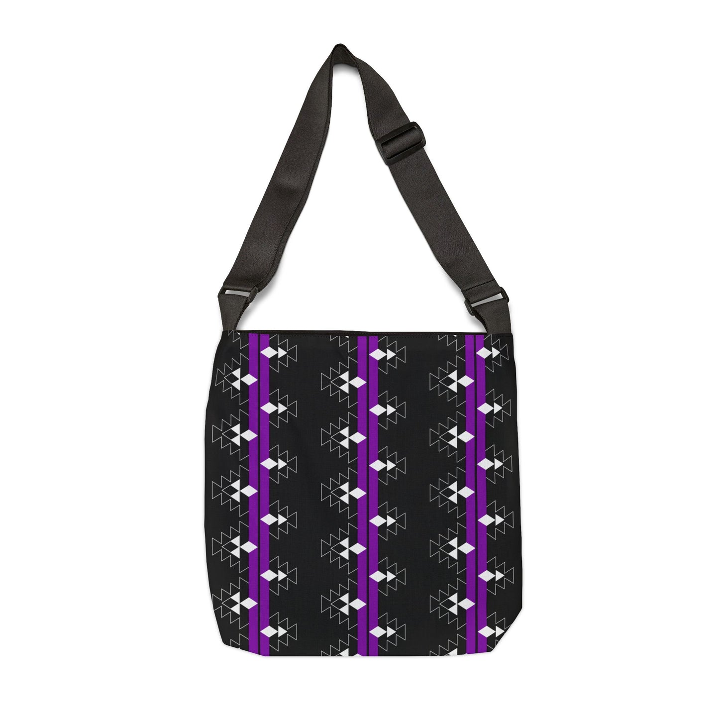 Purple/Black Native Woven Stories Adjustable Tote Bag