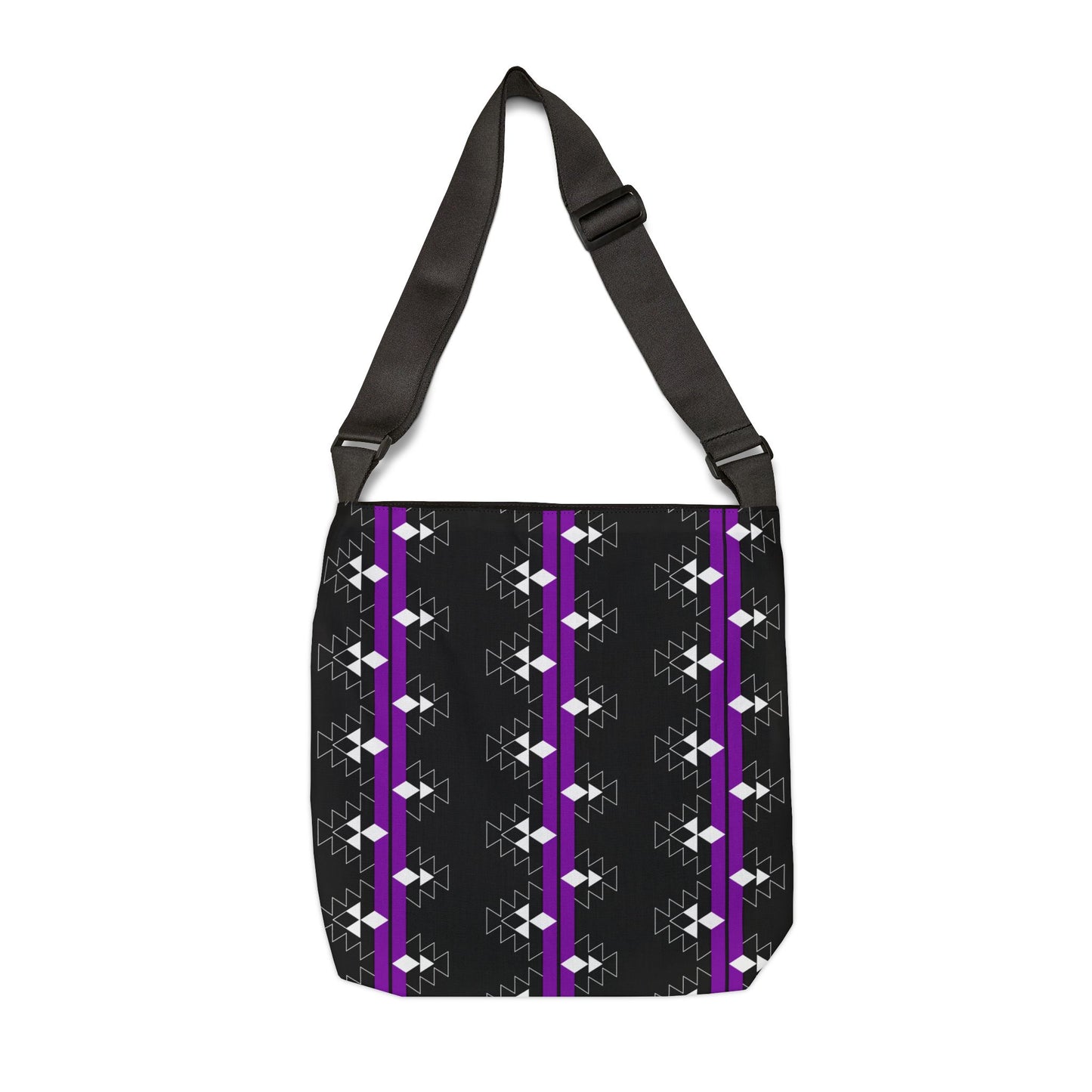 Purple/Black Native Woven Stories Adjustable Tote Bag