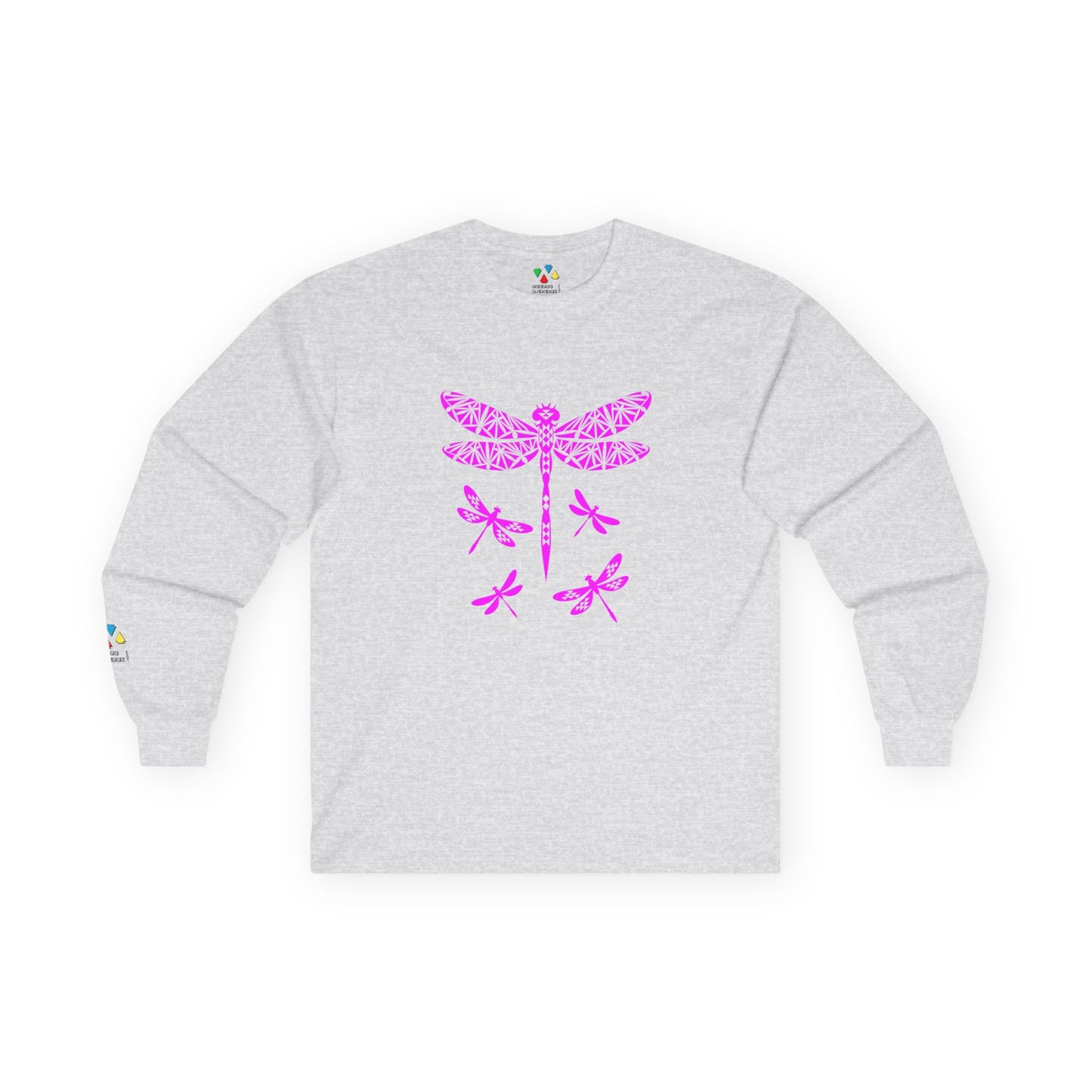 Native Dragonfly in Pink Unisex Long Sleeve Tee