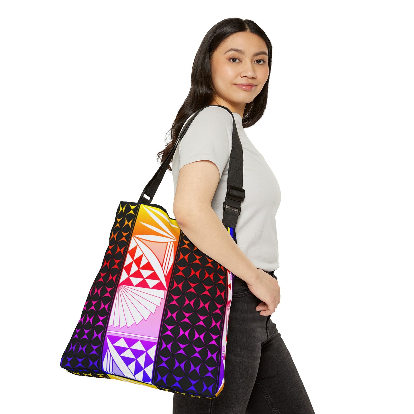 Dark Rainbow Southwest Sunrise Adjustable Tote Bag