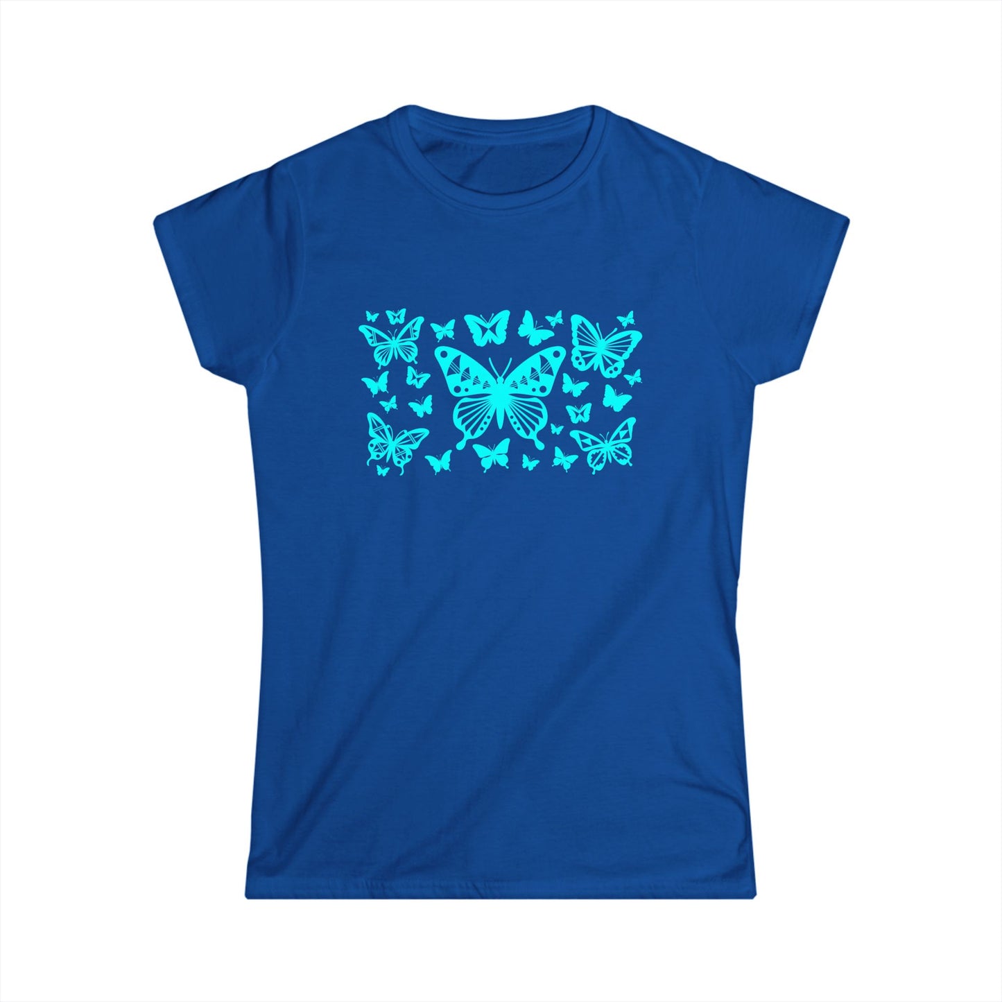 Turquoise Butterfly Dance Women's Softstyle Tee