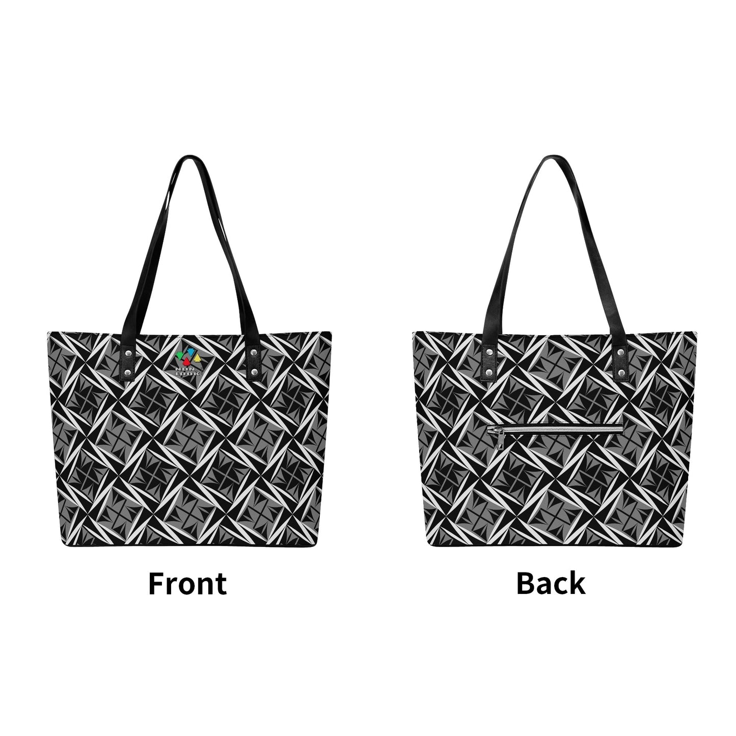 Sacred Winds in Gray Faux Leather Tote