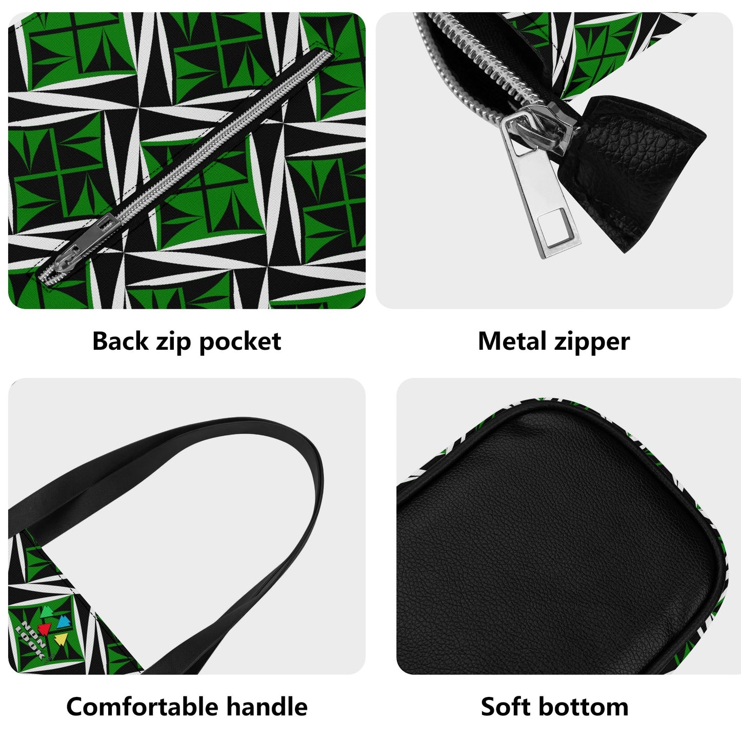Sacred Winds in Green Faux Leather Tote