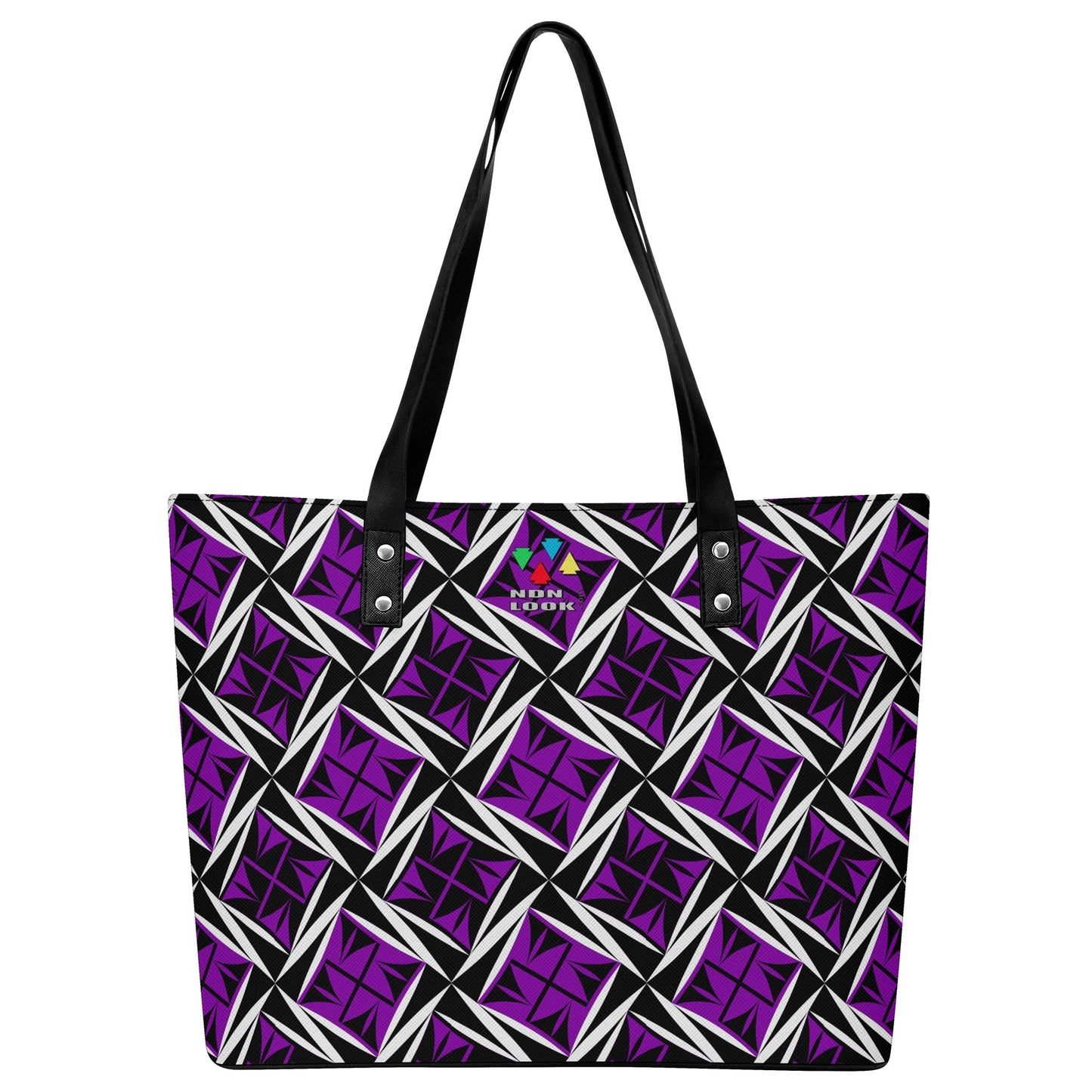 Sacred Winds in Purple Faux Leather Tote