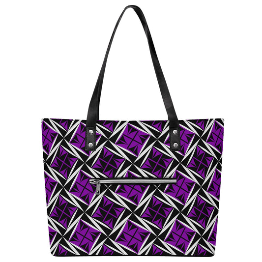 Sacred Winds in Purple Faux Leather Tote