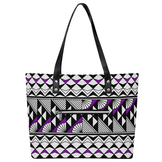 Sun and Rain in Purple Faux Leather Tote