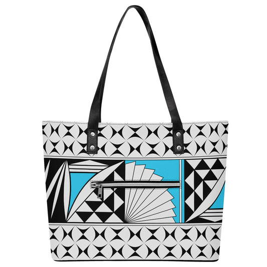 Southwest Sunrise in Turquoise Faux Leather Tote