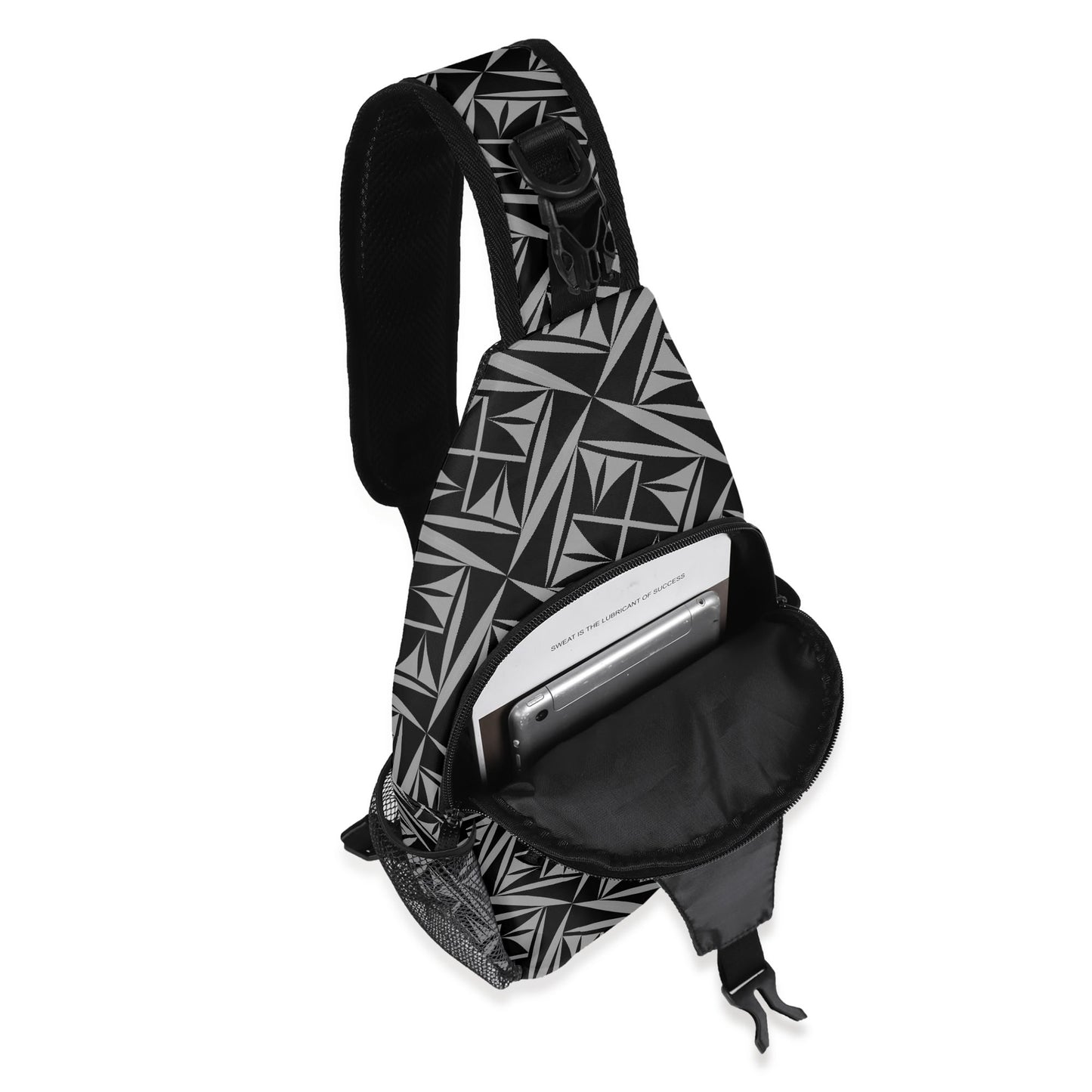 Sacred Winds in Charcoal Crossbody Bag