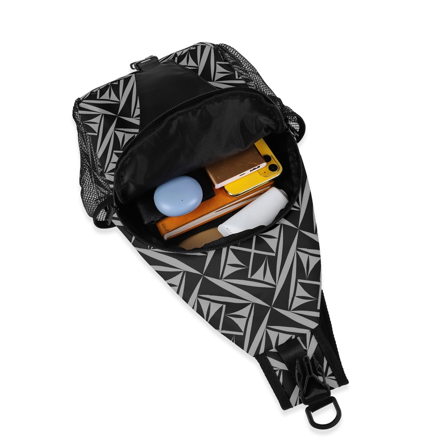 Sacred Winds in Charcoal Crossbody Bag