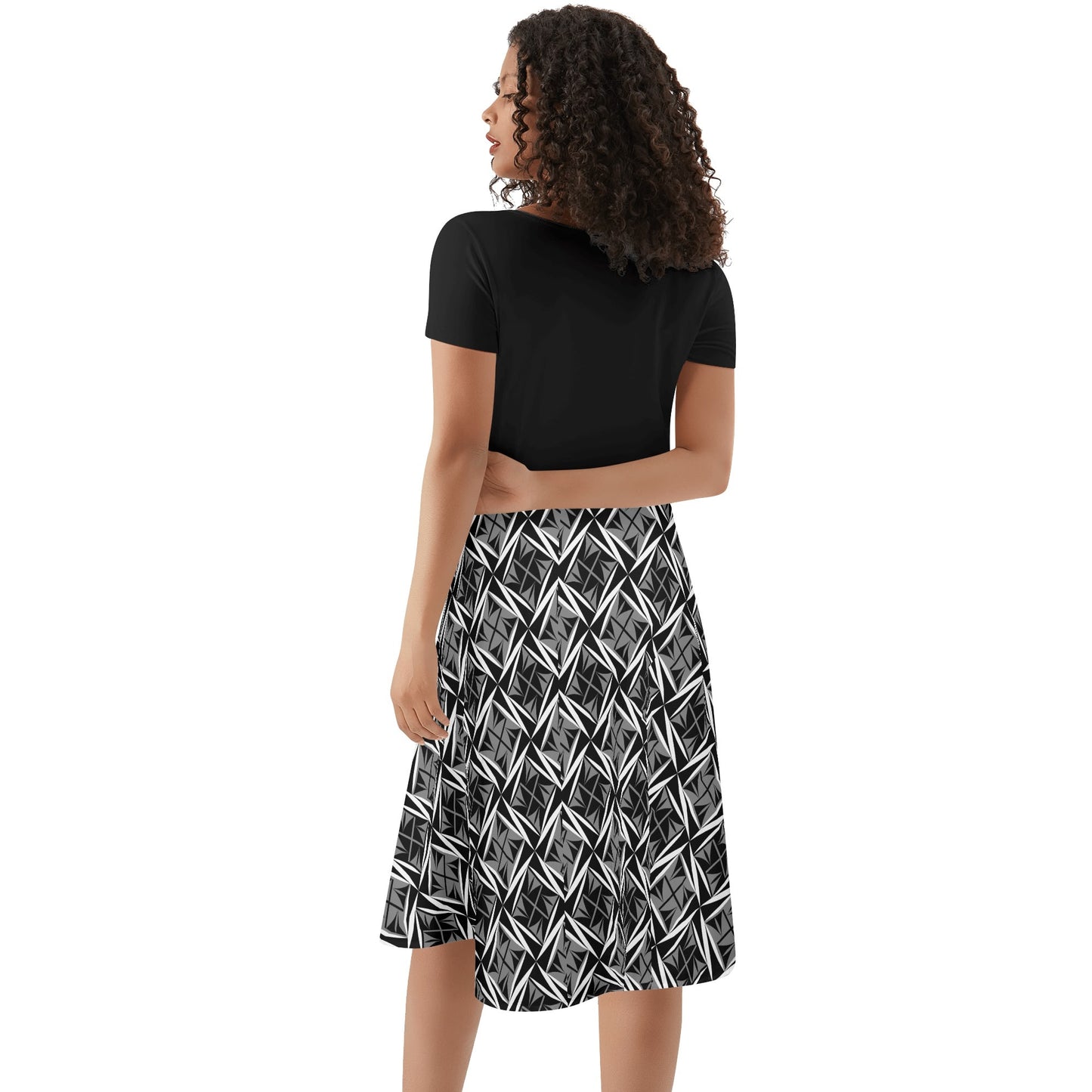 Sacred Winds in Gray - Black Top Summer Dress