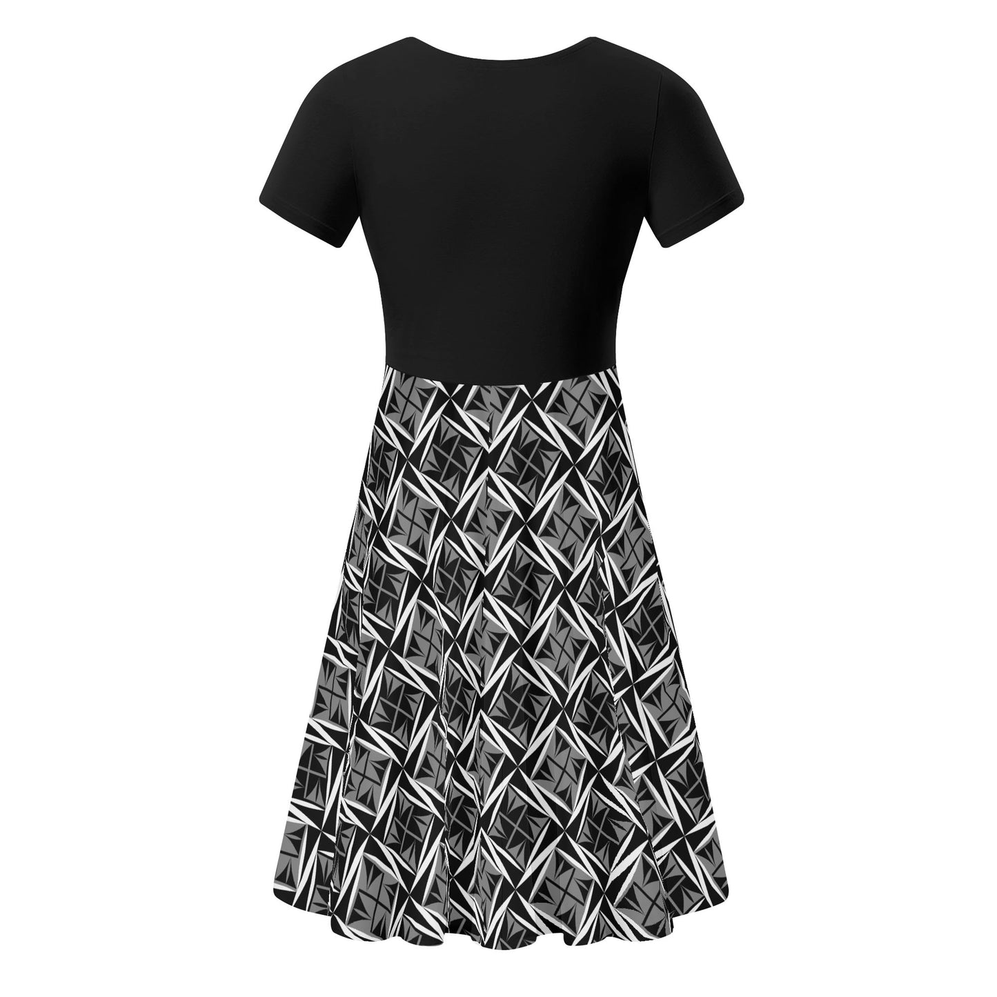 Sacred Winds in Gray - Black Top Summer Dress