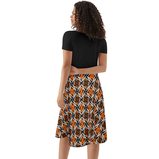 Sacred Winds in Orange - Black Top Summer Dress