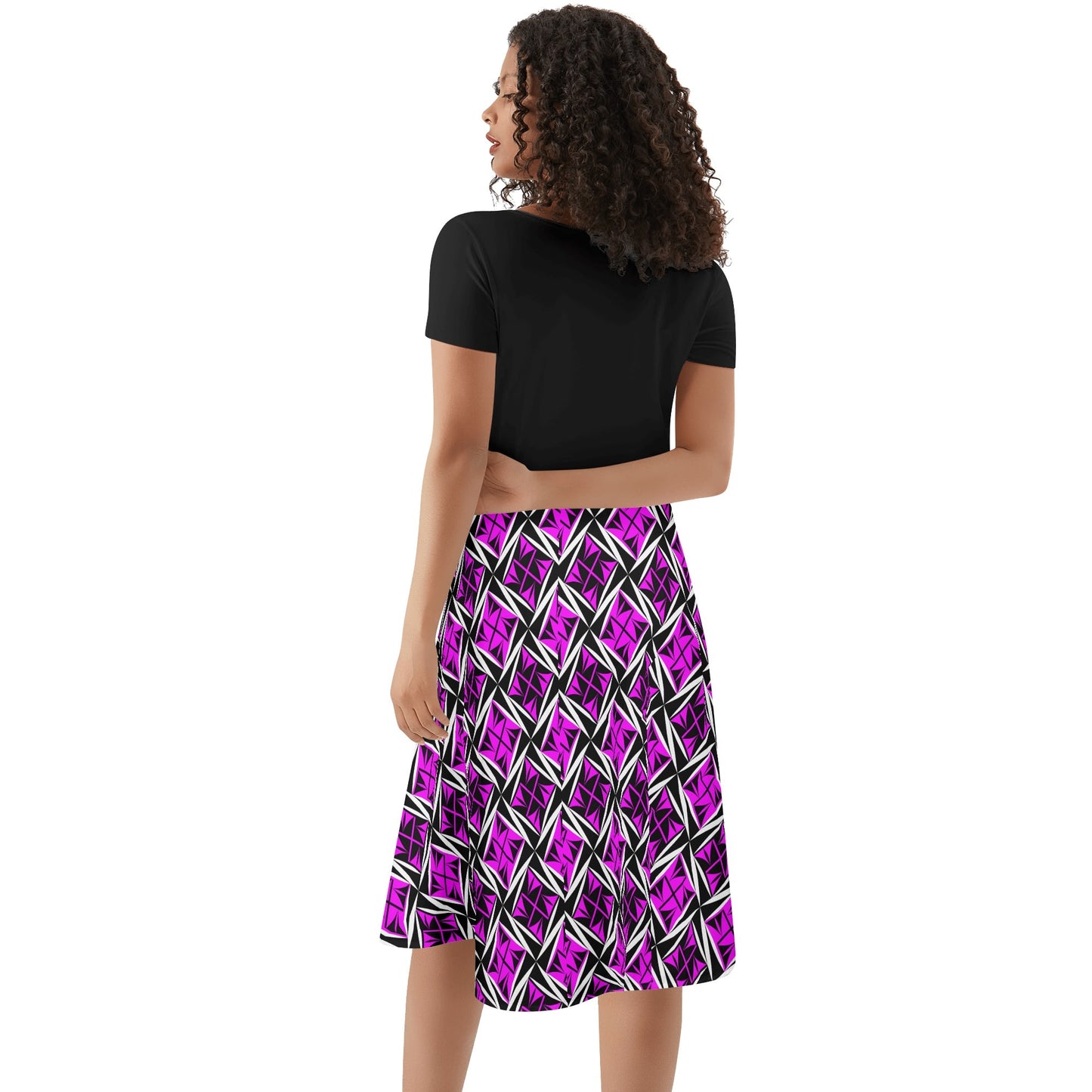 Sacred Winds in Pink - Black Top Summer Dress