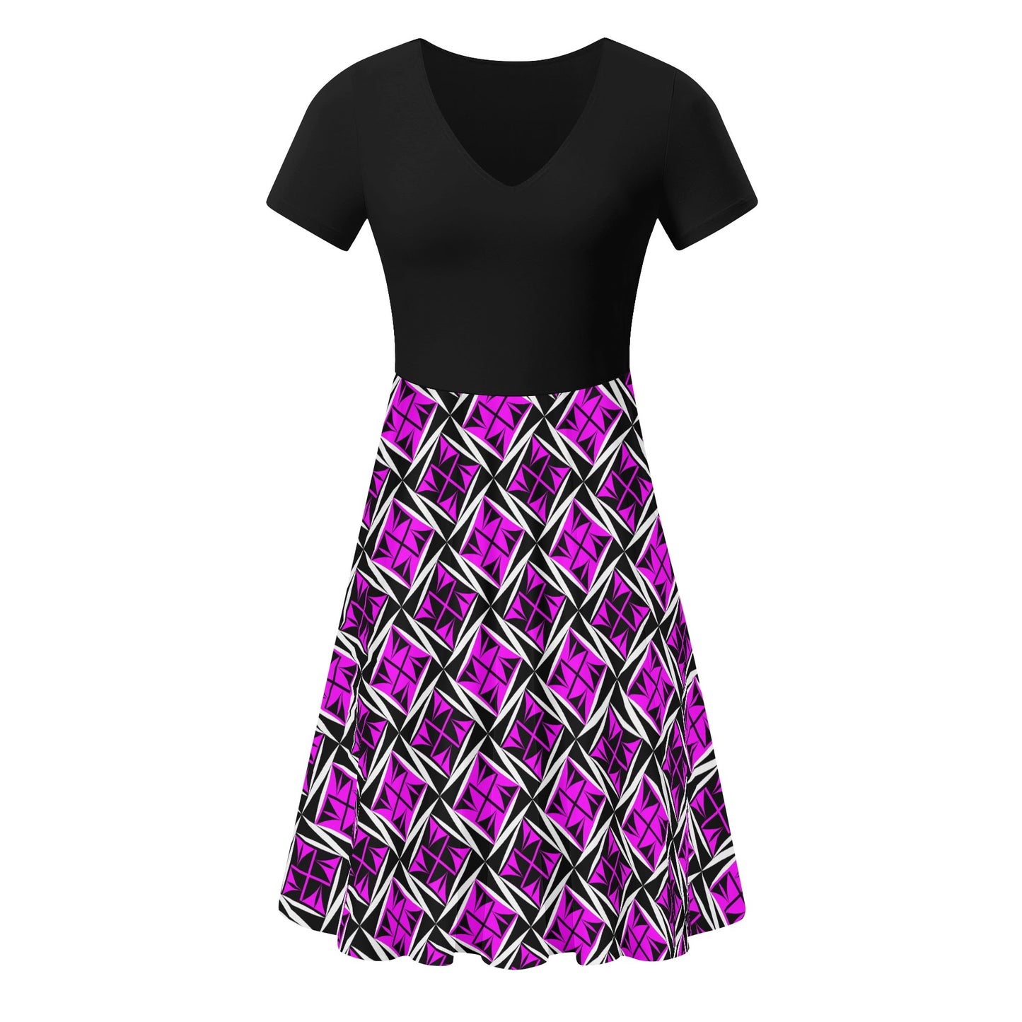 Sacred Winds in Pink - Black Top Summer Dress