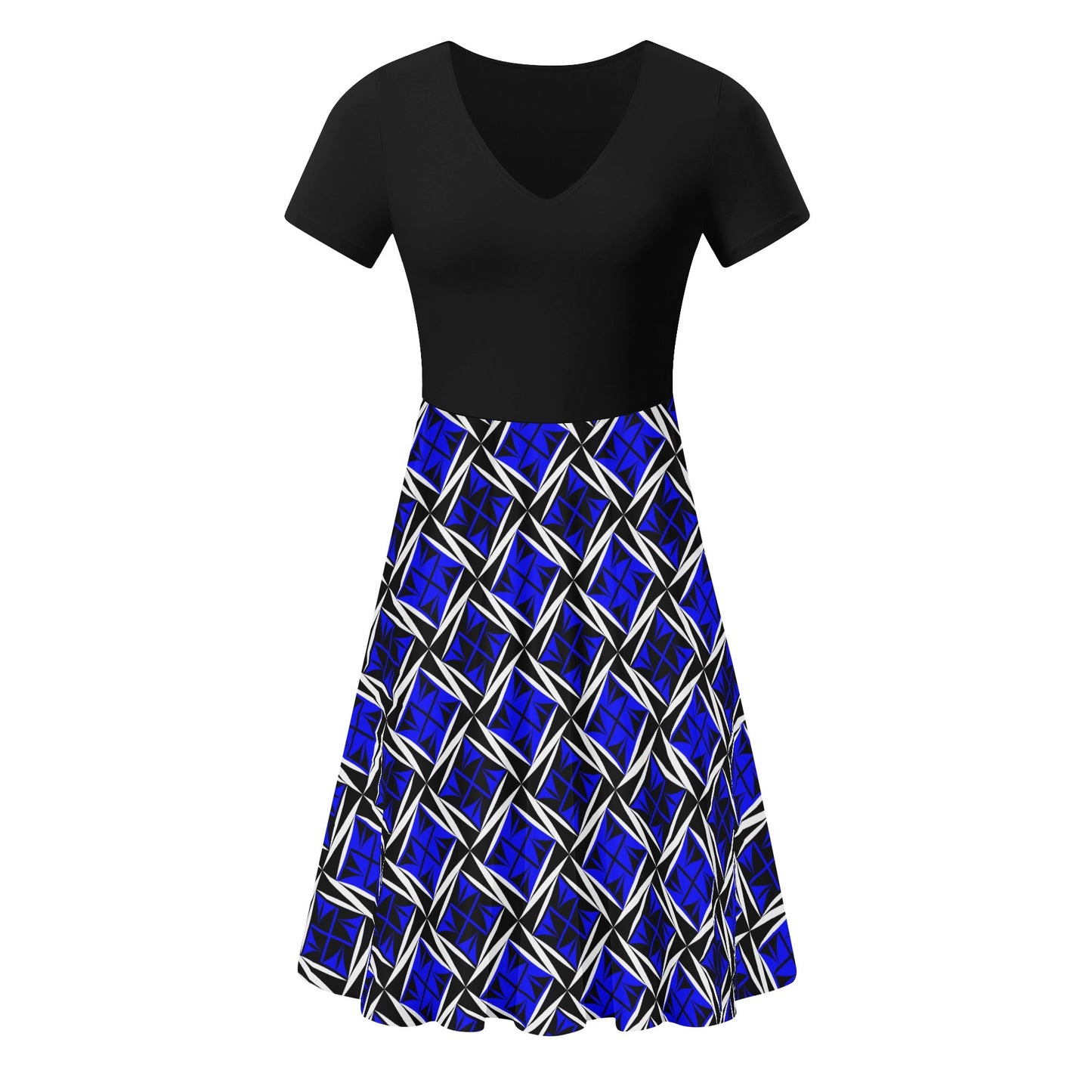 Sacred Winds in Blue - Black Top Summer Dress