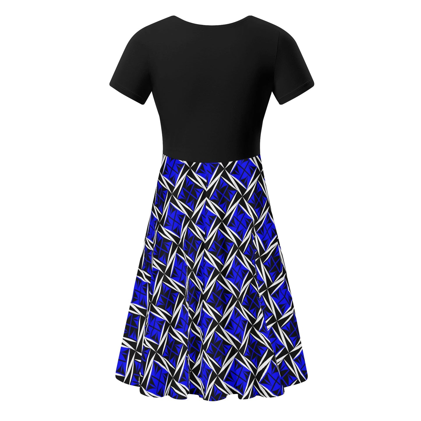 Sacred Winds in Blue - Black Top Summer Dress