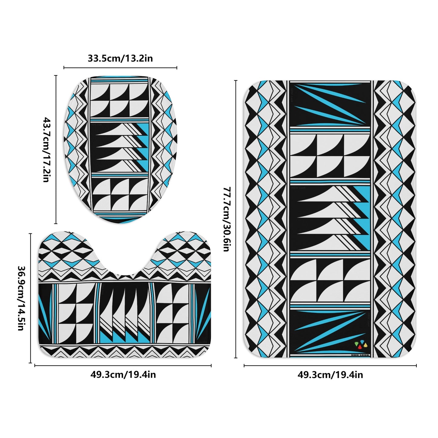 Sacred Winds in Turquoise Bath Rug Set