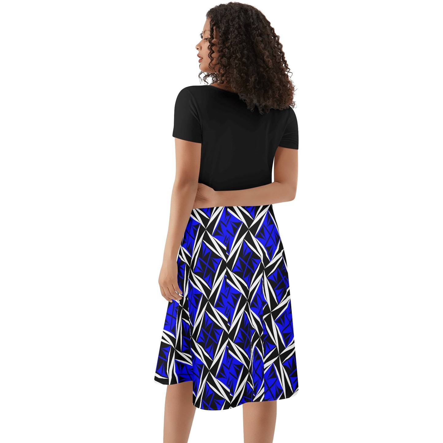 Sacred Winds in Blue 2 - Black Top Summer Dress