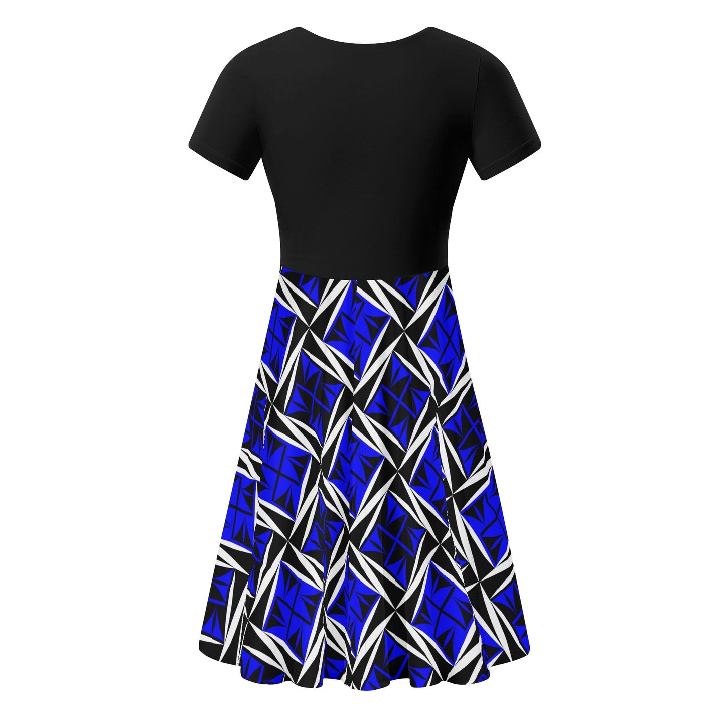 Sacred Winds in Blue 2 - Black Top Summer Dress