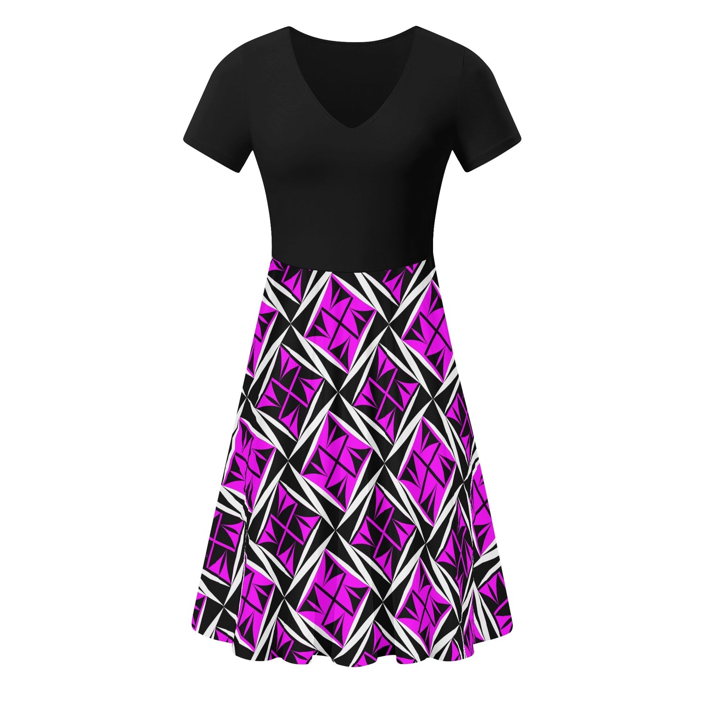 Sacred Winds in Pink 2 - Black Top Summer Dress