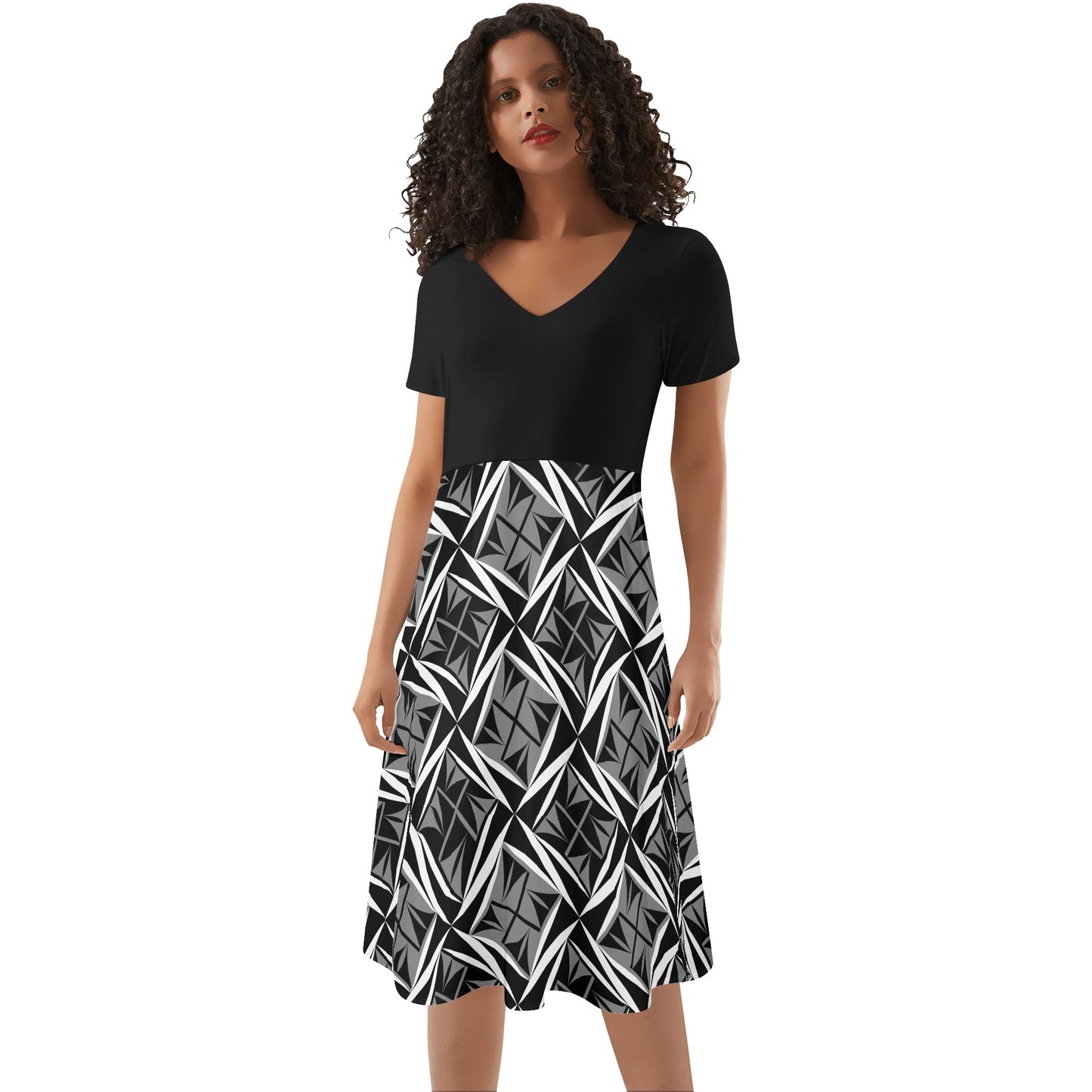 Sacred Winds in Gray 2 - Black Top Summer Dress