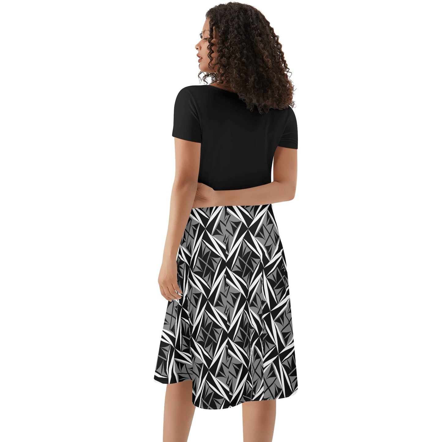 Sacred Winds in Gray 2 - Black Top Summer Dress