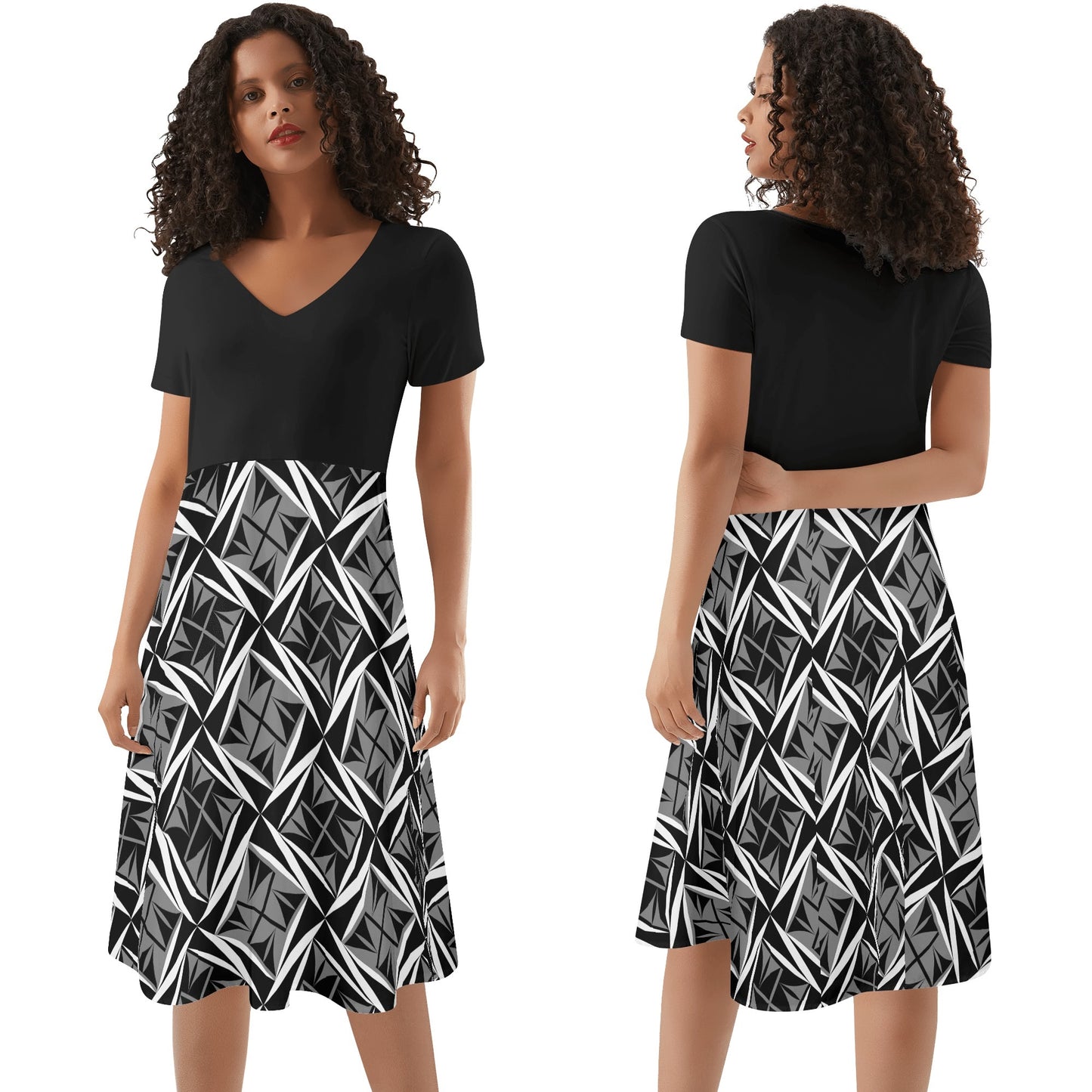 Sacred Winds in Gray 2 - Black Top Summer Dress