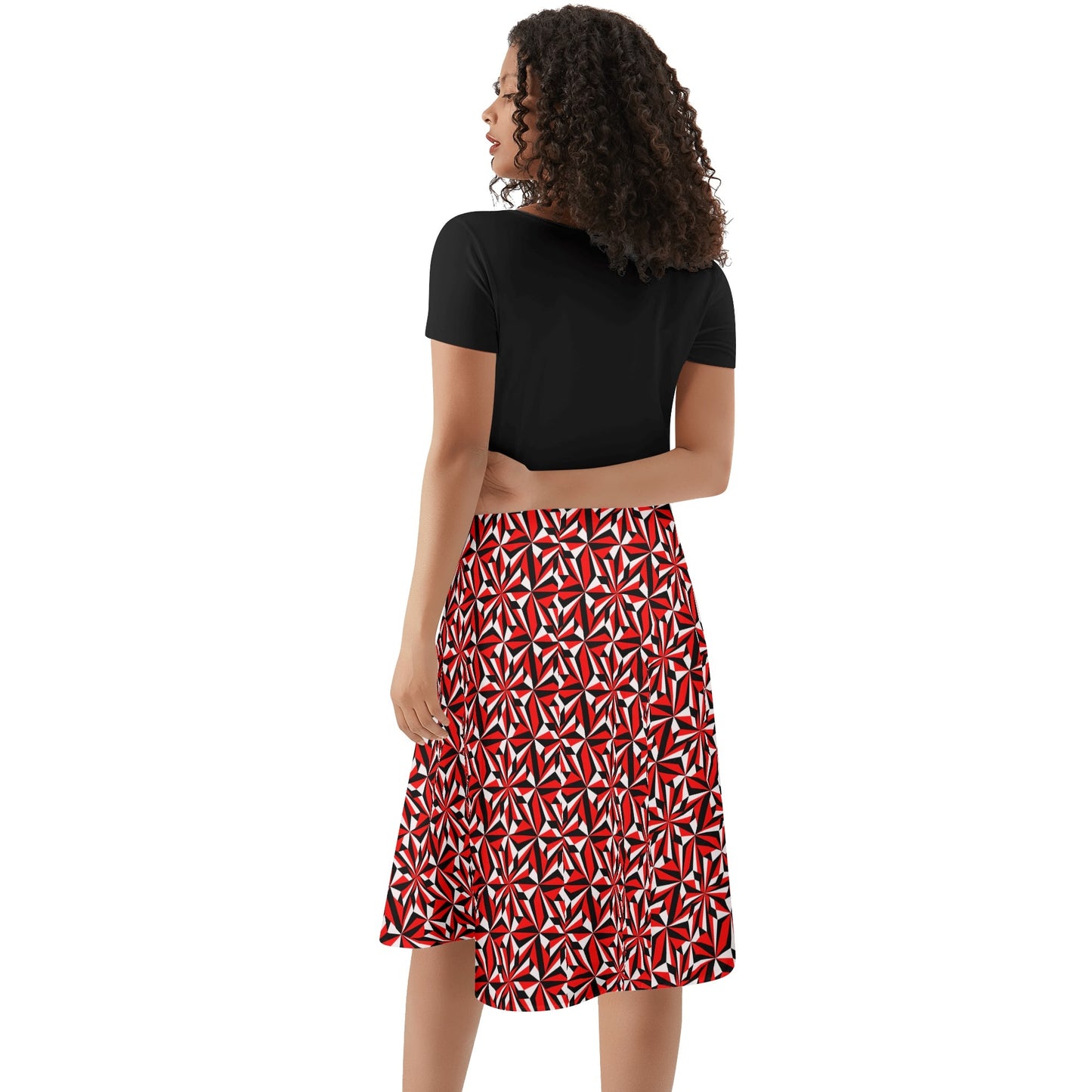 Desert Flowers in Red - Black Top Summer Dress