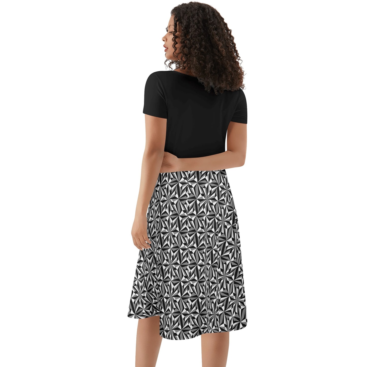 Desert Flowers in Gray - Black Top Summer Dress