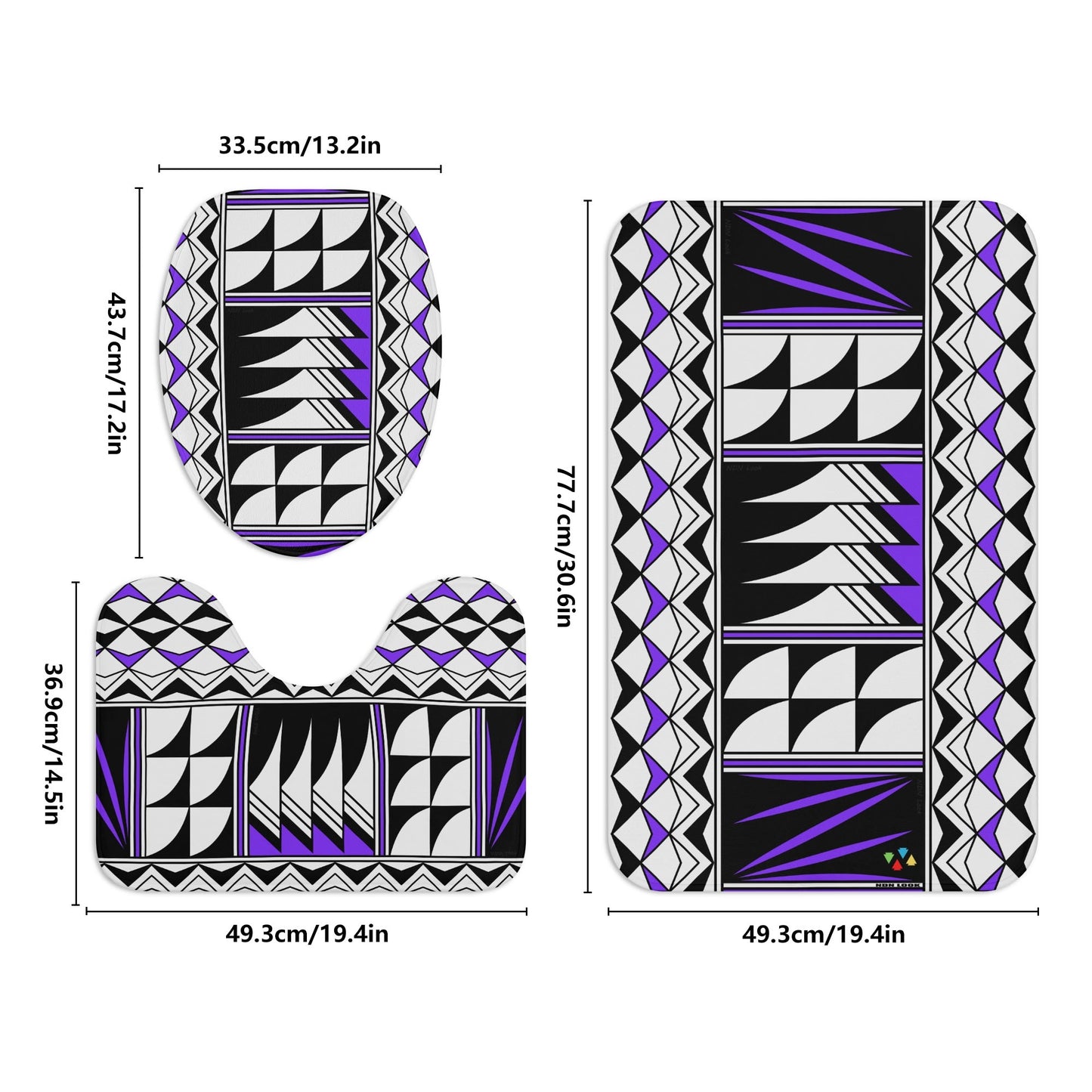 Sacred Winds in Purple Bath Rug Set