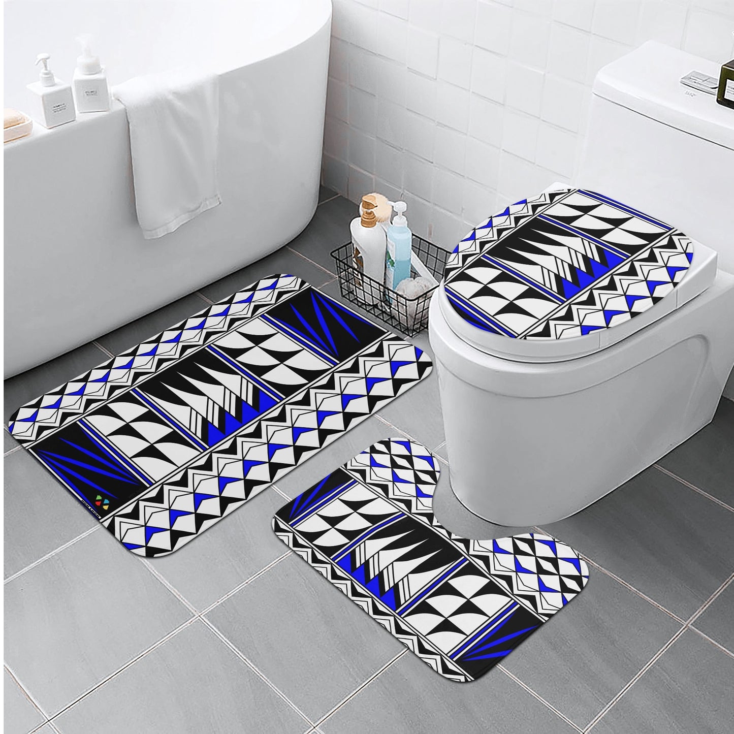 Sacred Winds in Cobalt Bath Rug Set