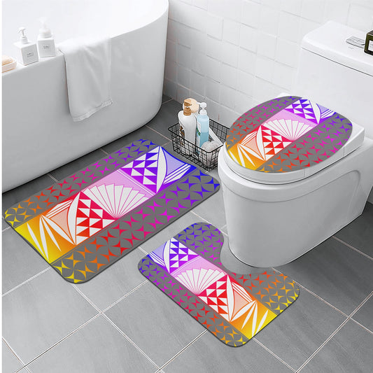 Rainbow Sunrise on Gray Bath Rug Set