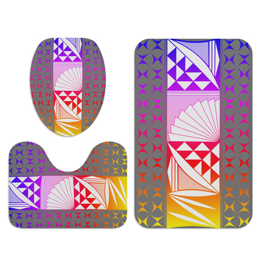 Rainbow Sunrise on Gray Bath Rug Set