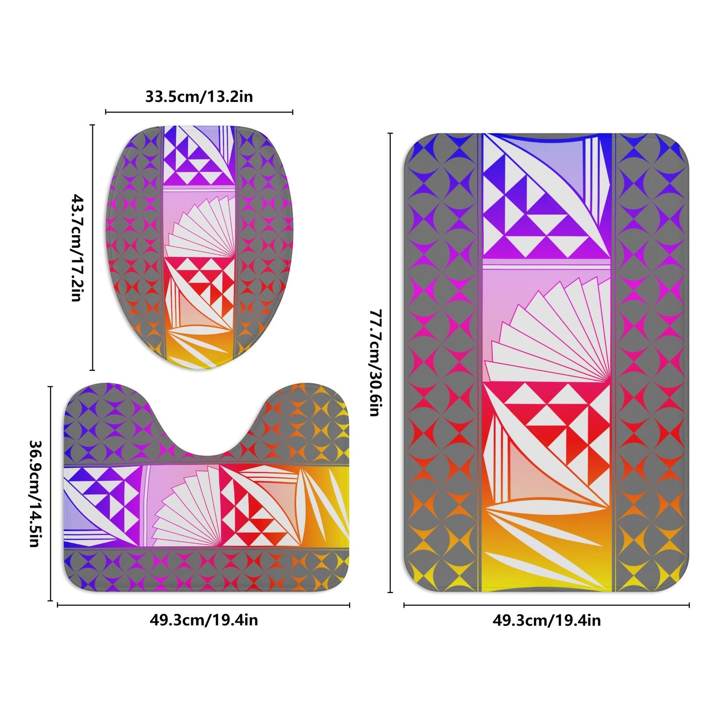 Rainbow Sunrise on Gray Bath Rug Set