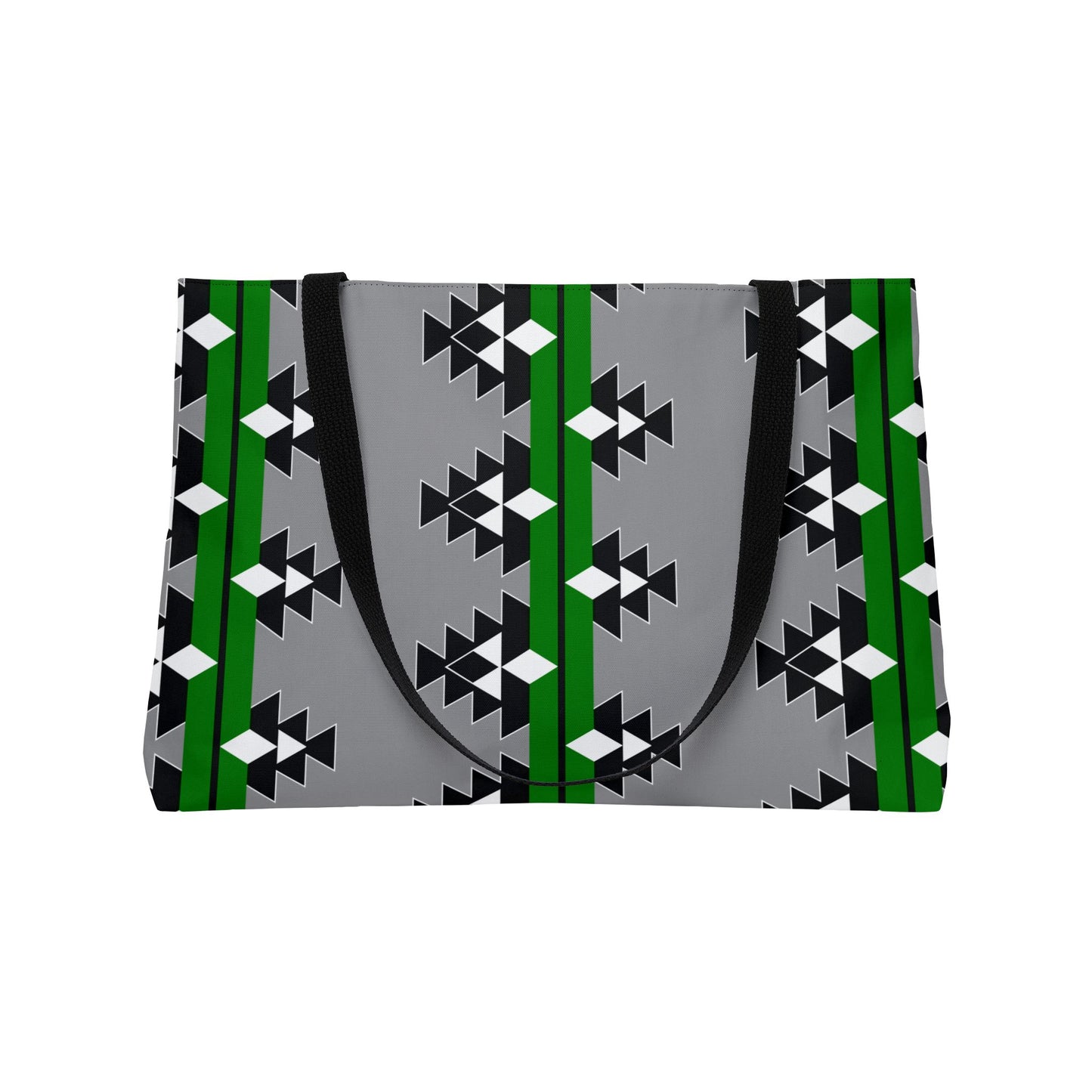 Native Woven Stories in Green Weekender Tote Bag