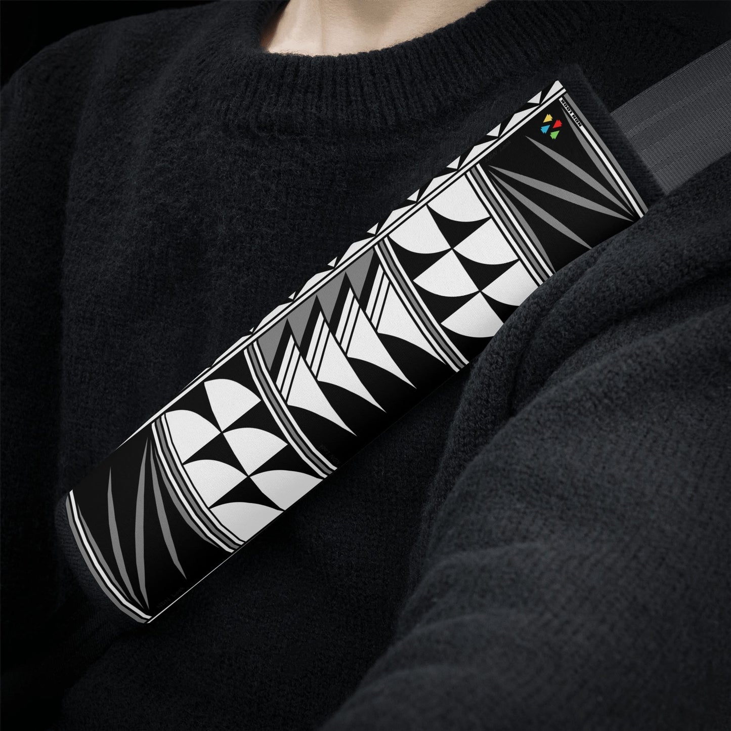 Feather Blessings in Gray Seat Belt Cover