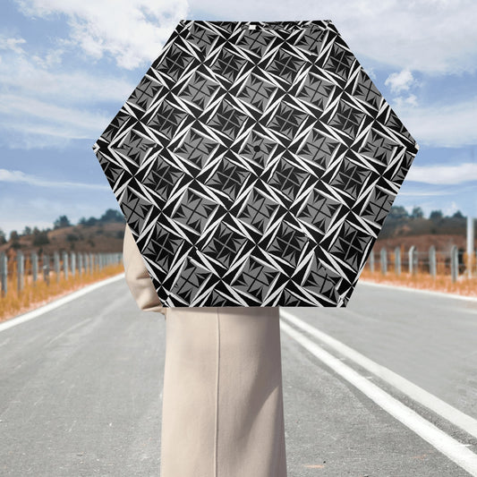 Sacred Winds in Gray - Auto Open & Close Umbrella