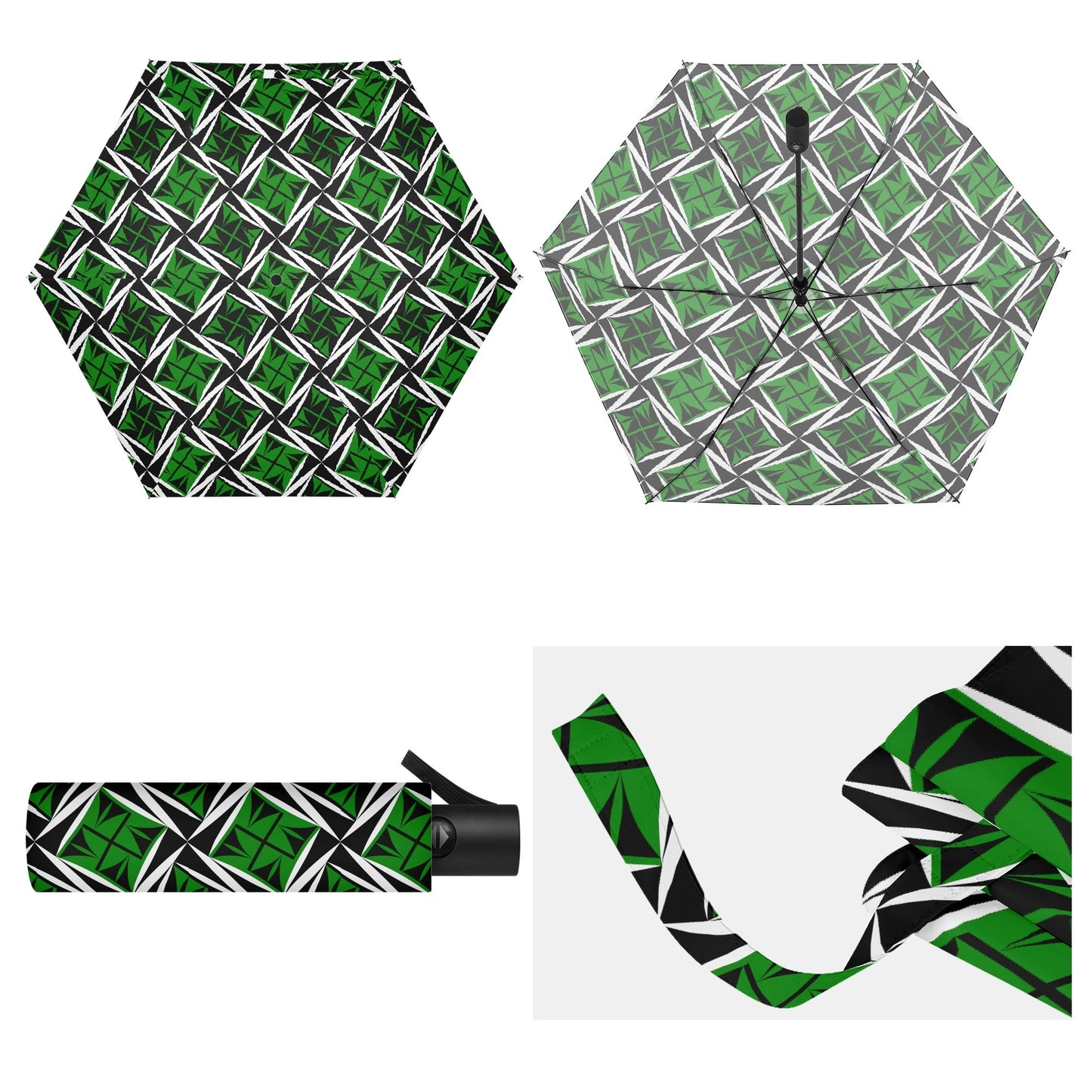 Sacred Winds in Green - Auto Open & Close Umbrella