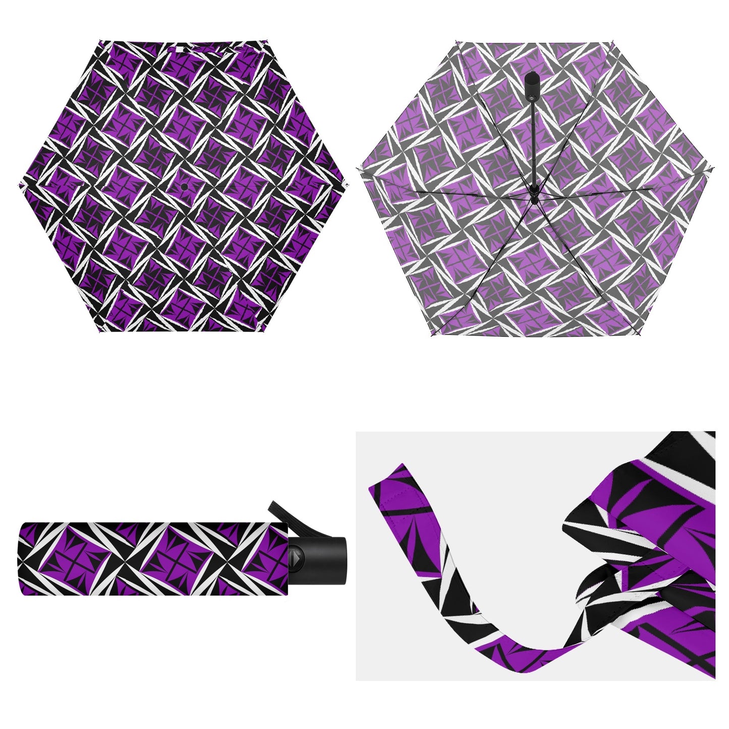 Sacred Winds in Purple - Auto Open & Close Umbrella