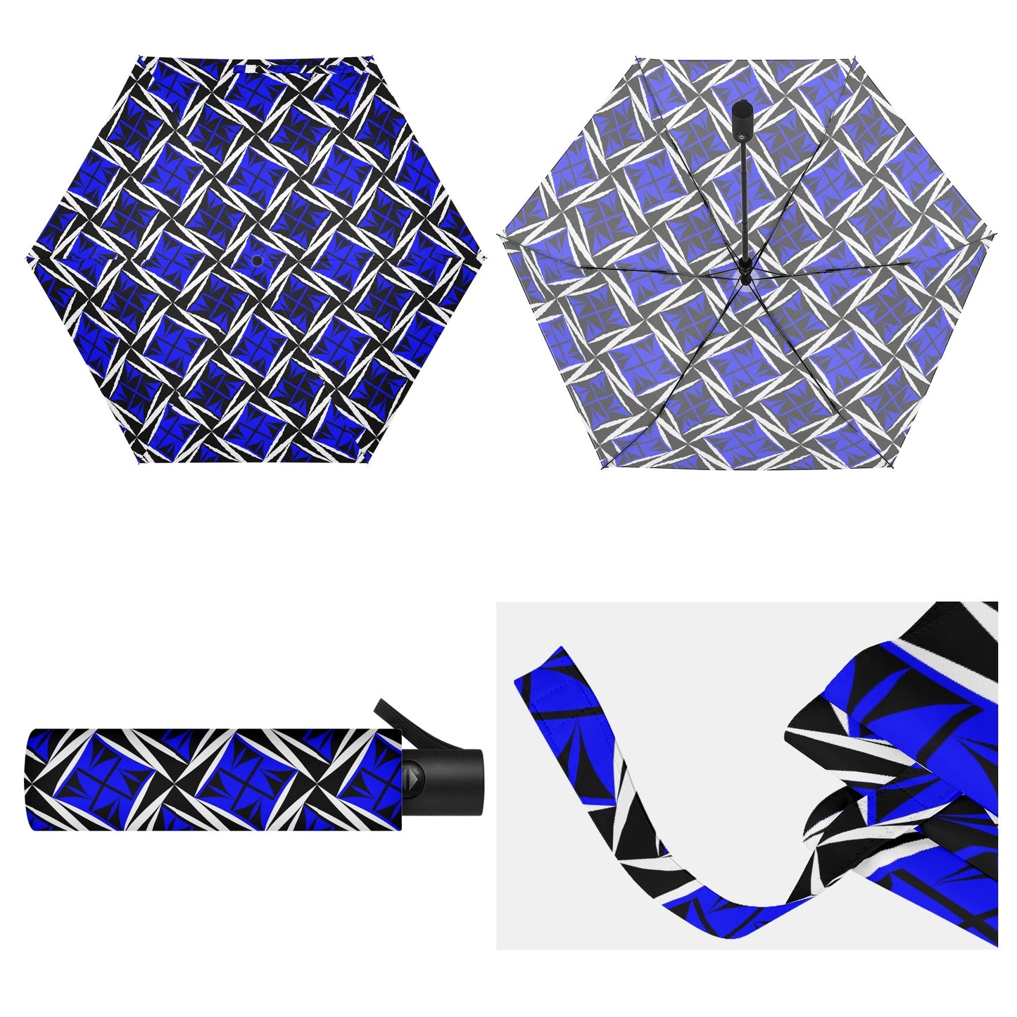 Sacred Winds in Blue - Auto Open & Close Umbrella