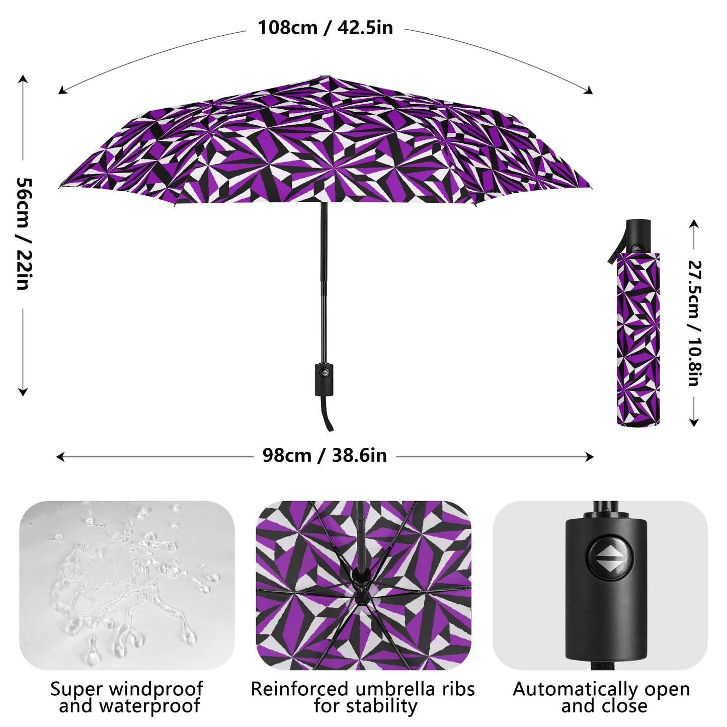 Desert Flowers in Purple - Auto Open & Close Umbrella