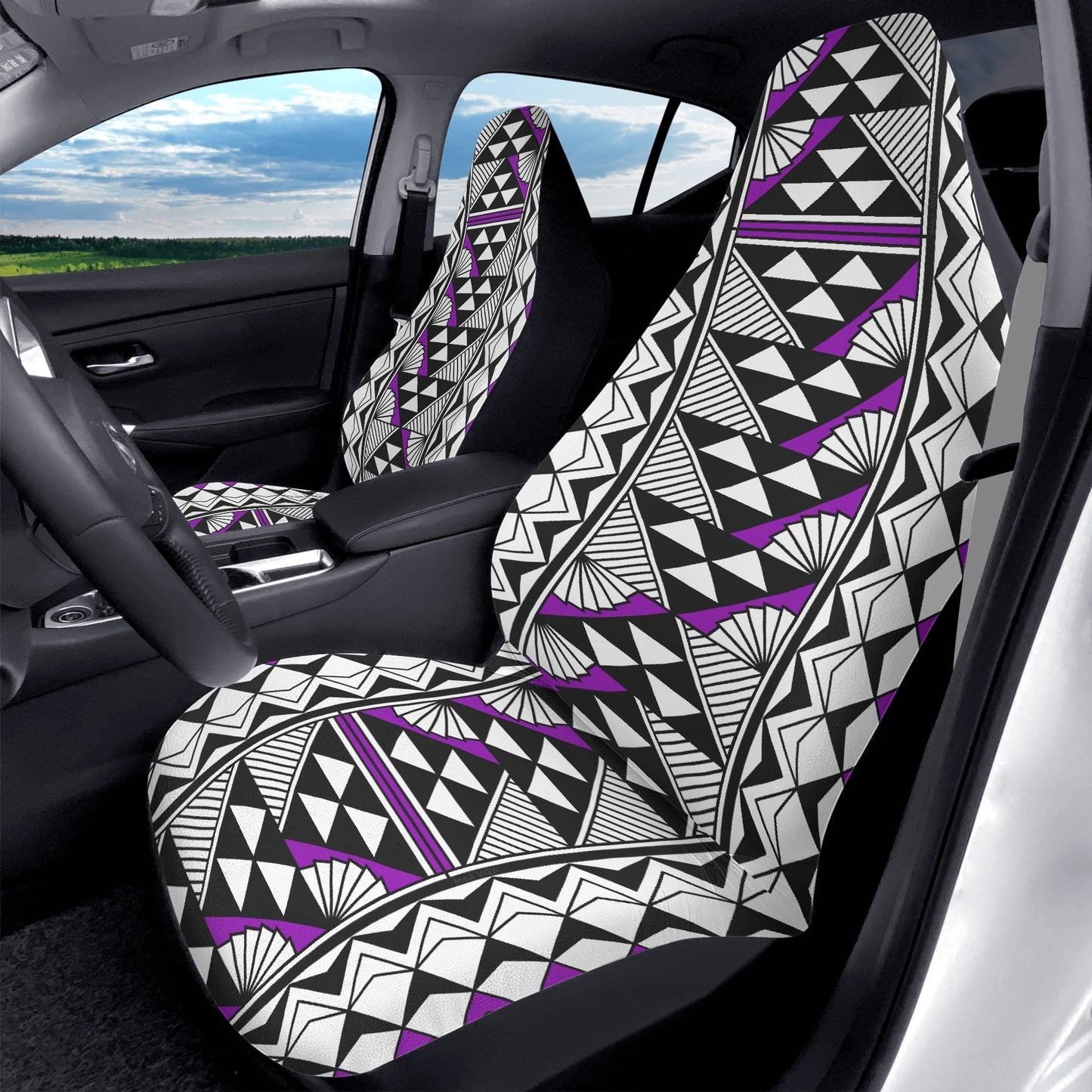 Sun and Rain in Purple Auto Seat Covers