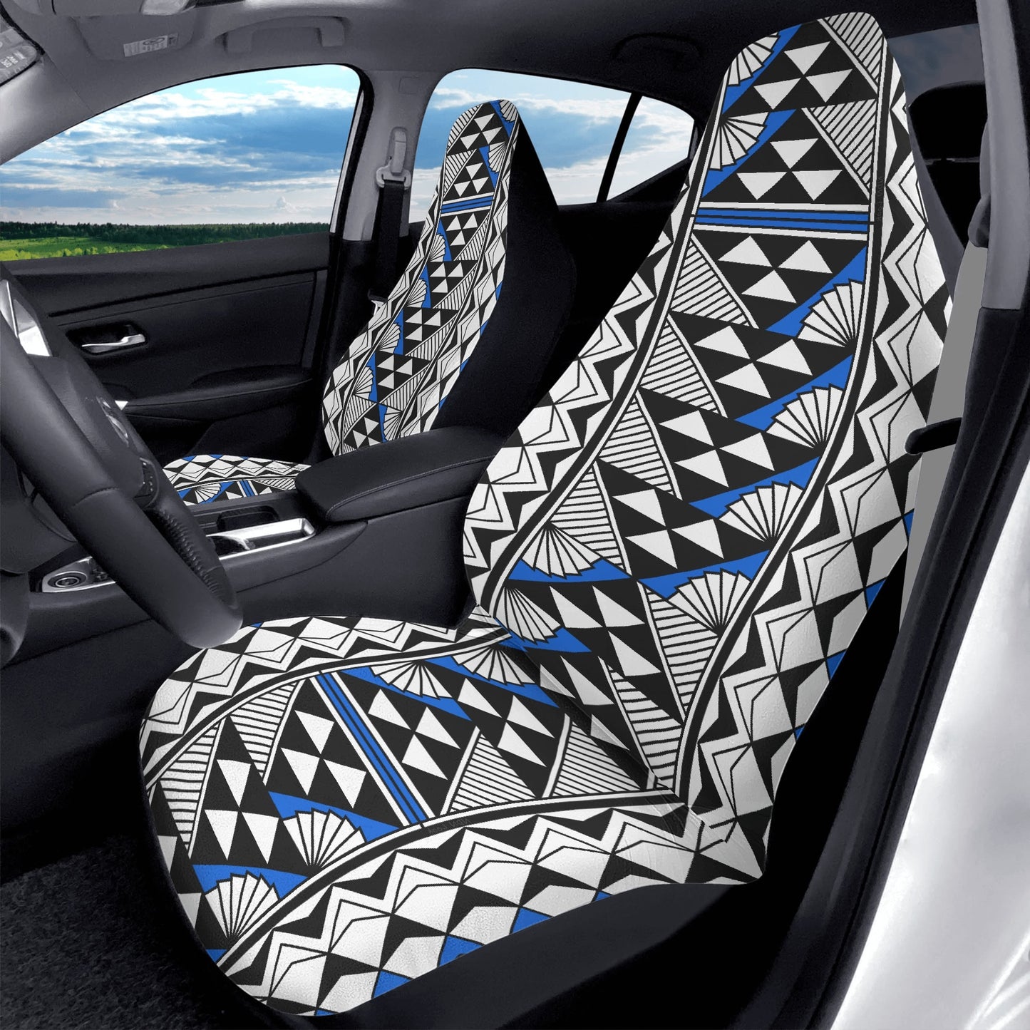 Sun and Rain in Blue Auto Seat Covers