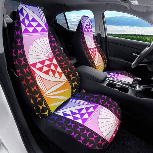 Rainbow Sunrise on Black Auto Seat Covers