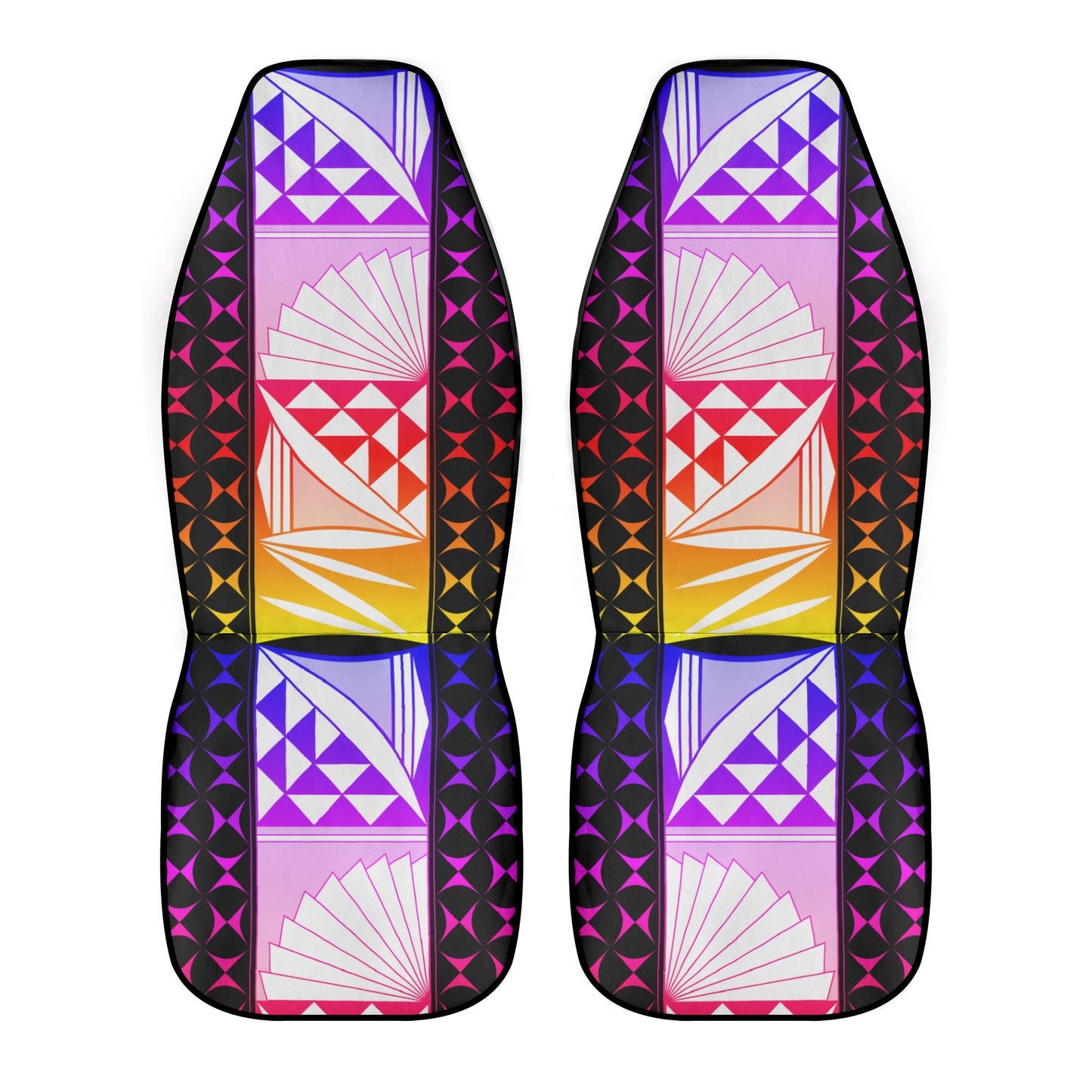 Rainbow Sunrise on Black Auto Seat Covers